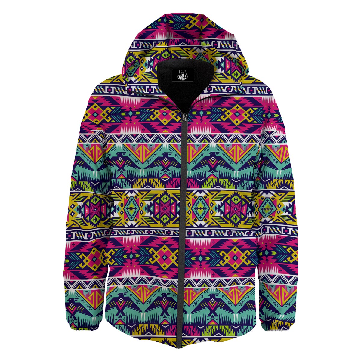 Hippie Tribal Aztec Print Pattern Down Jacket-grizzshop