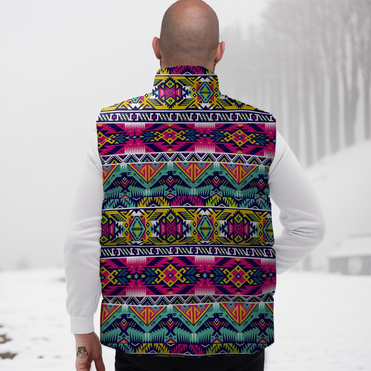 Hippie Tribal Aztec Print Pattern Down Vest