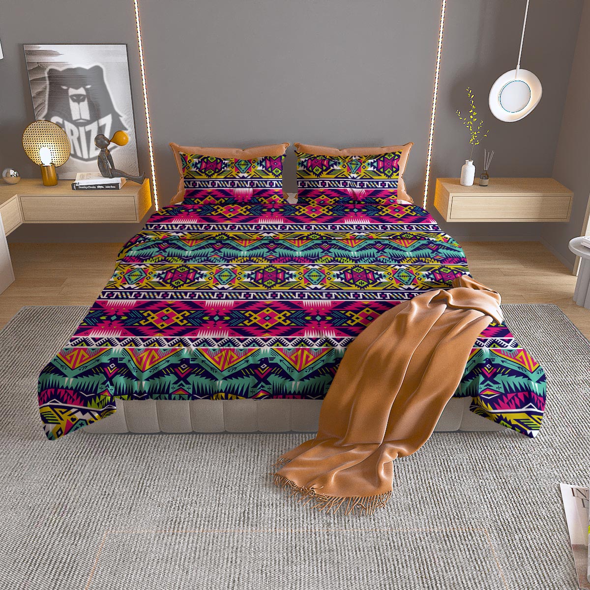Hippie Tribal Aztec Print Pattern Duvet Cover Bedding Set