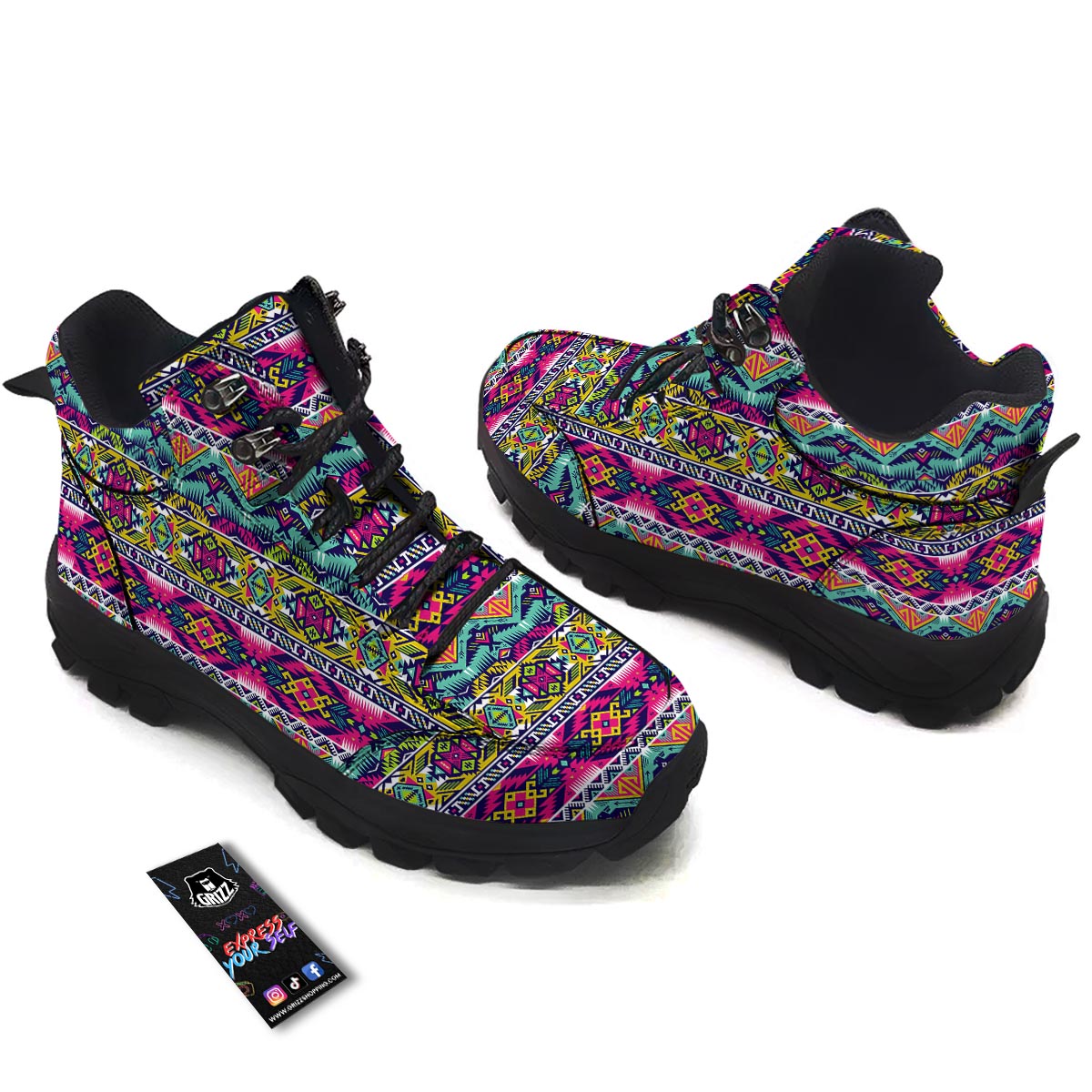 Hippie Tribal Aztec Print Pattern Hiking Shoes-grizzshop