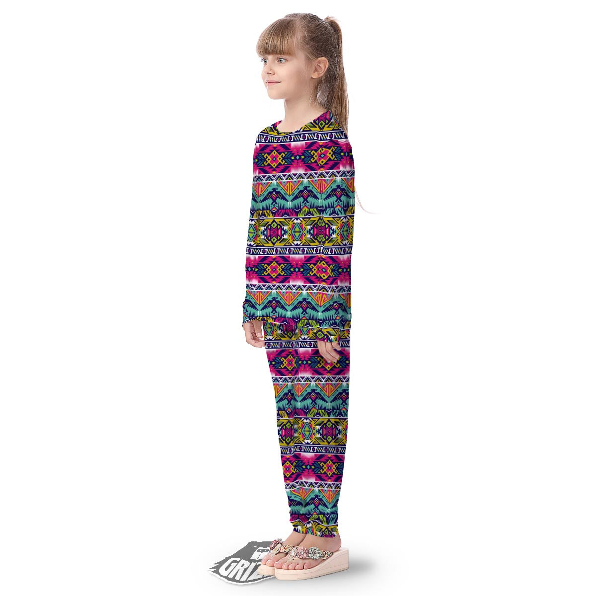 Hippie Tribal Aztec Print Pattern Kid's Pajamas-grizzshop