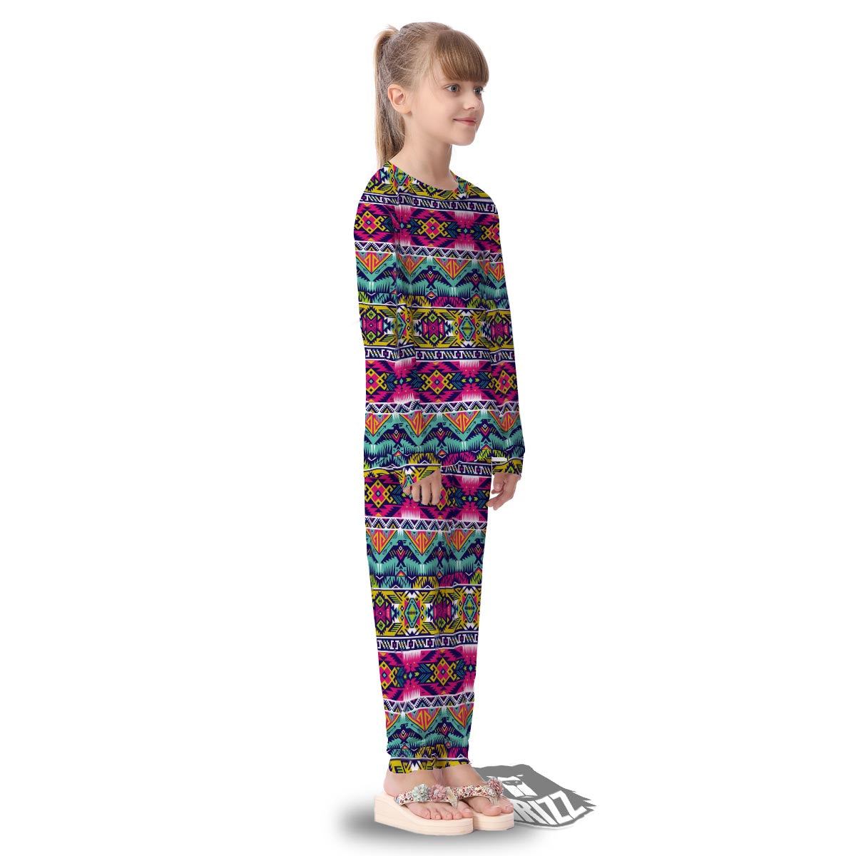 Hippie Tribal Aztec Print Pattern Kid's Pajamas-grizzshop