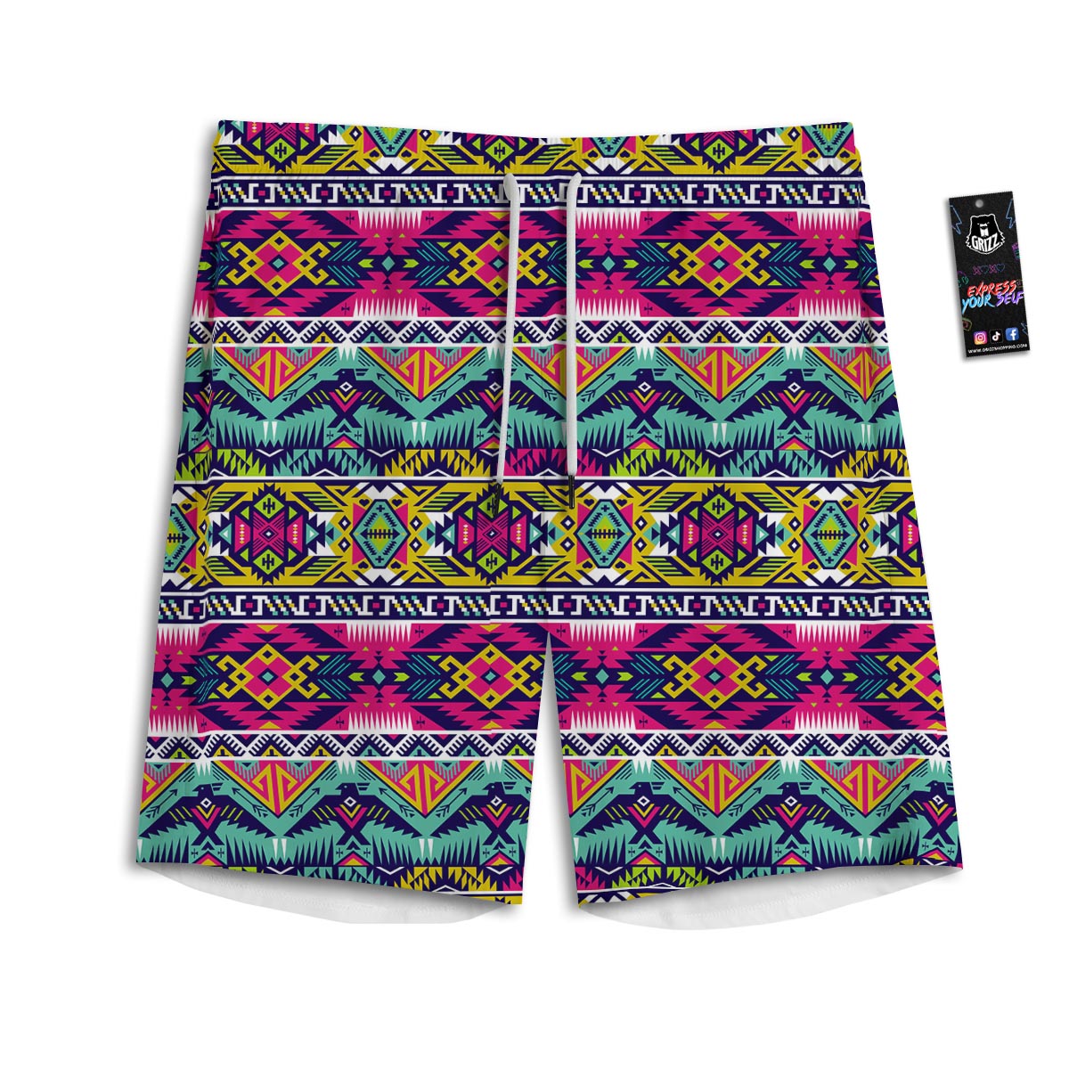Hippie Tribal Aztec Print Pattern Men's Athletic Shorts