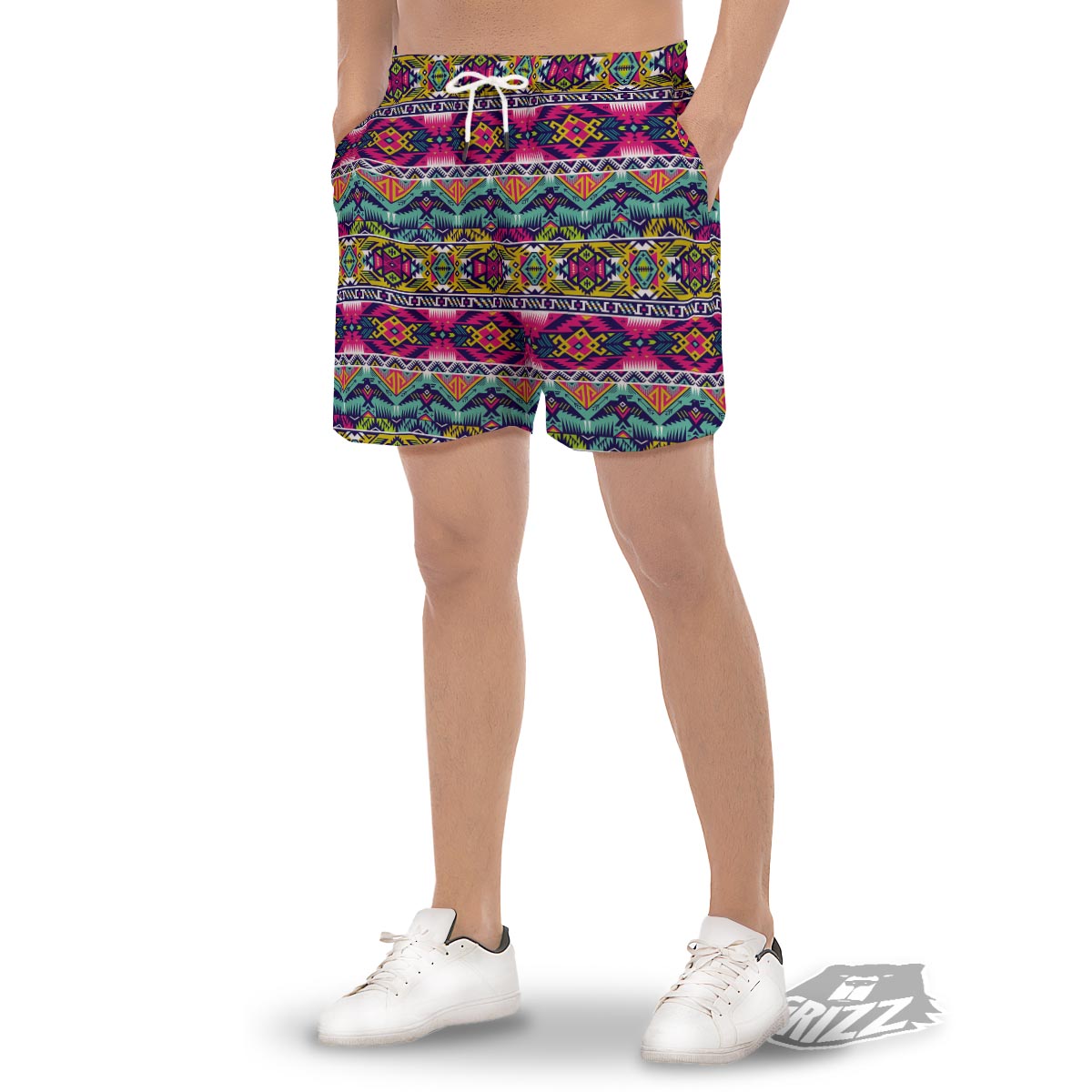 Hippie Tribal Aztec Print Pattern Men's Gym Shorts-grizzshop