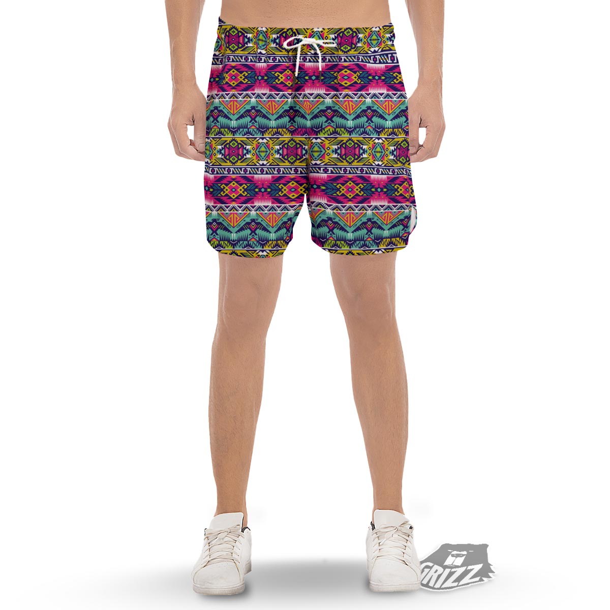 Hippie Tribal Aztec Print Pattern Men's Gym Shorts-grizzshop