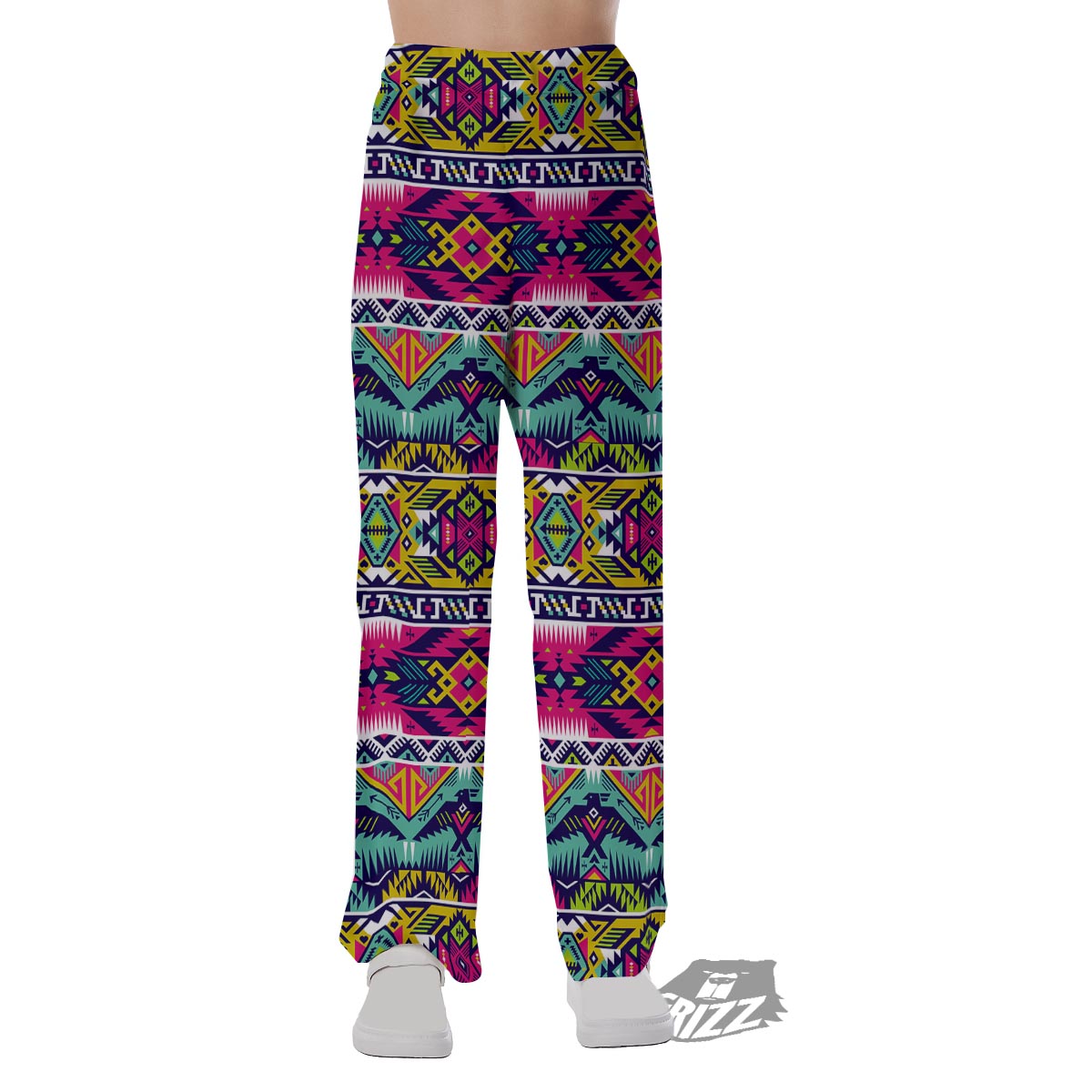 Hippie Tribal Aztec Print Pattern Pajama Pants-grizzshop
