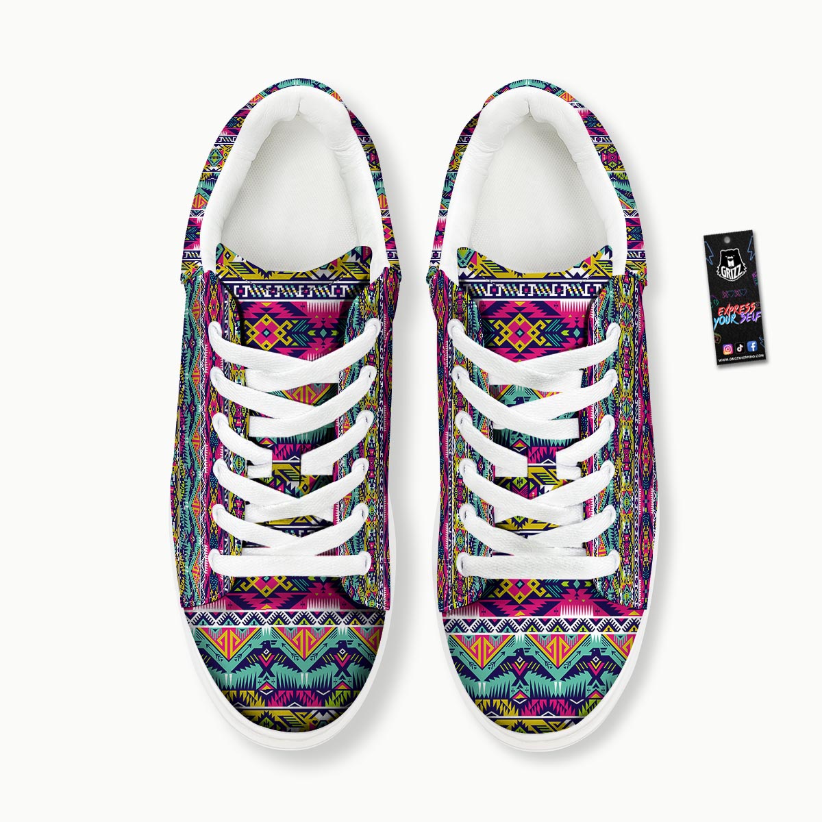 Hippie Tribal Aztec Print Pattern Platform Shoes-grizzshop