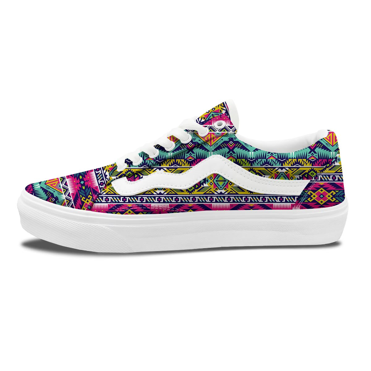 Hippie Tribal Aztec Print Pattern Skate Shoes-grizzshop