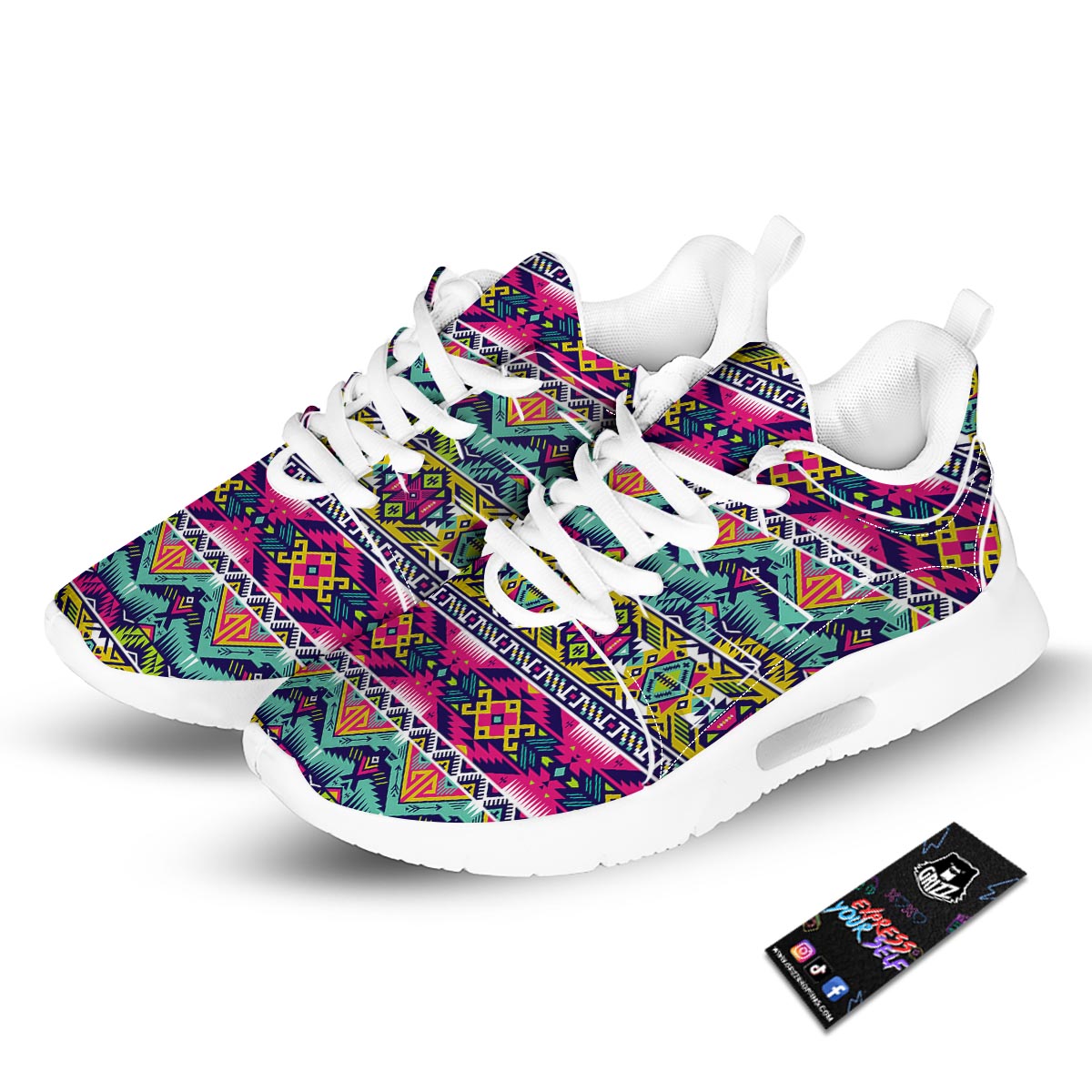 Hippie Tribal Aztec Print Pattern Tennis Shoes-grizzshop