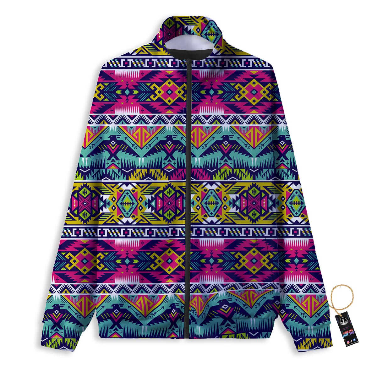 Hippie Tribal Aztec Print Pattern Track Jacket-grizzshop
