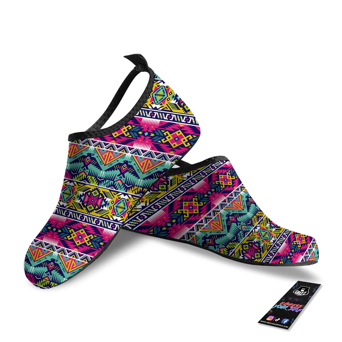 Hippie Tribal Aztec Print Pattern Water Shoes-grizzshop