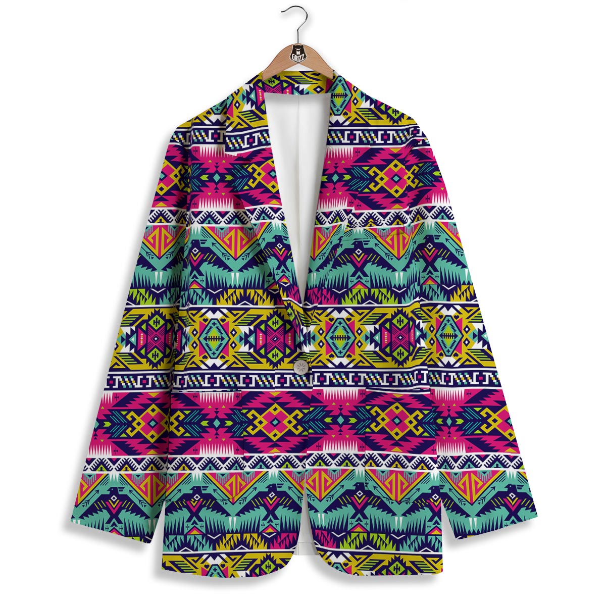Hippie Tribal Aztec Print Pattern Women's Blazer-grizzshop