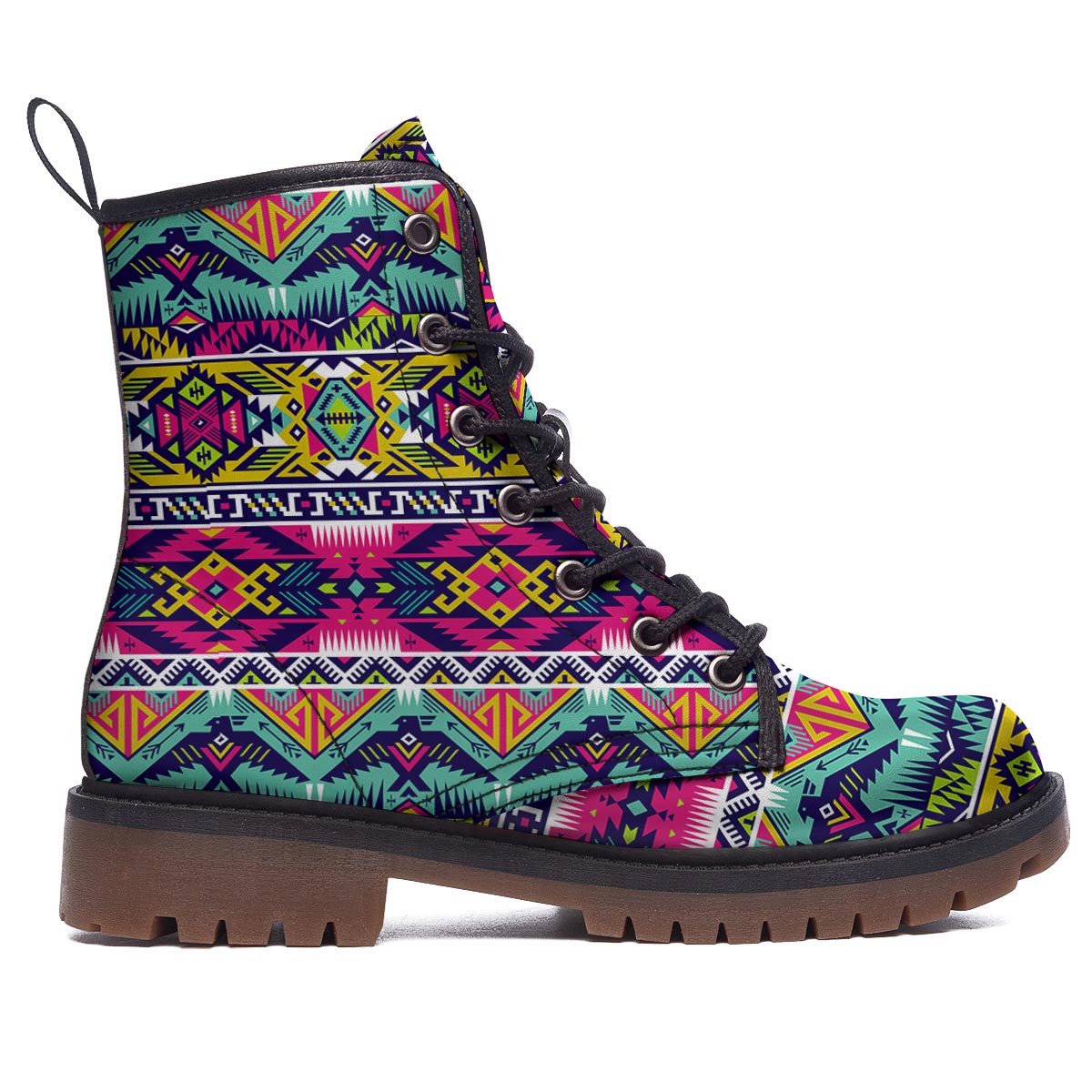 Hippie Tribal Aztec Print Pattern Work Boots-grizzshop