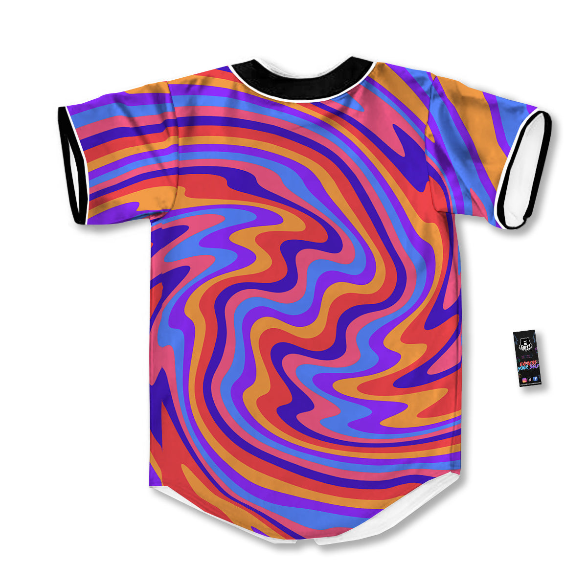 Hippie Trippy Acid Color Print Pattern Baseball Jersey-grizzshop