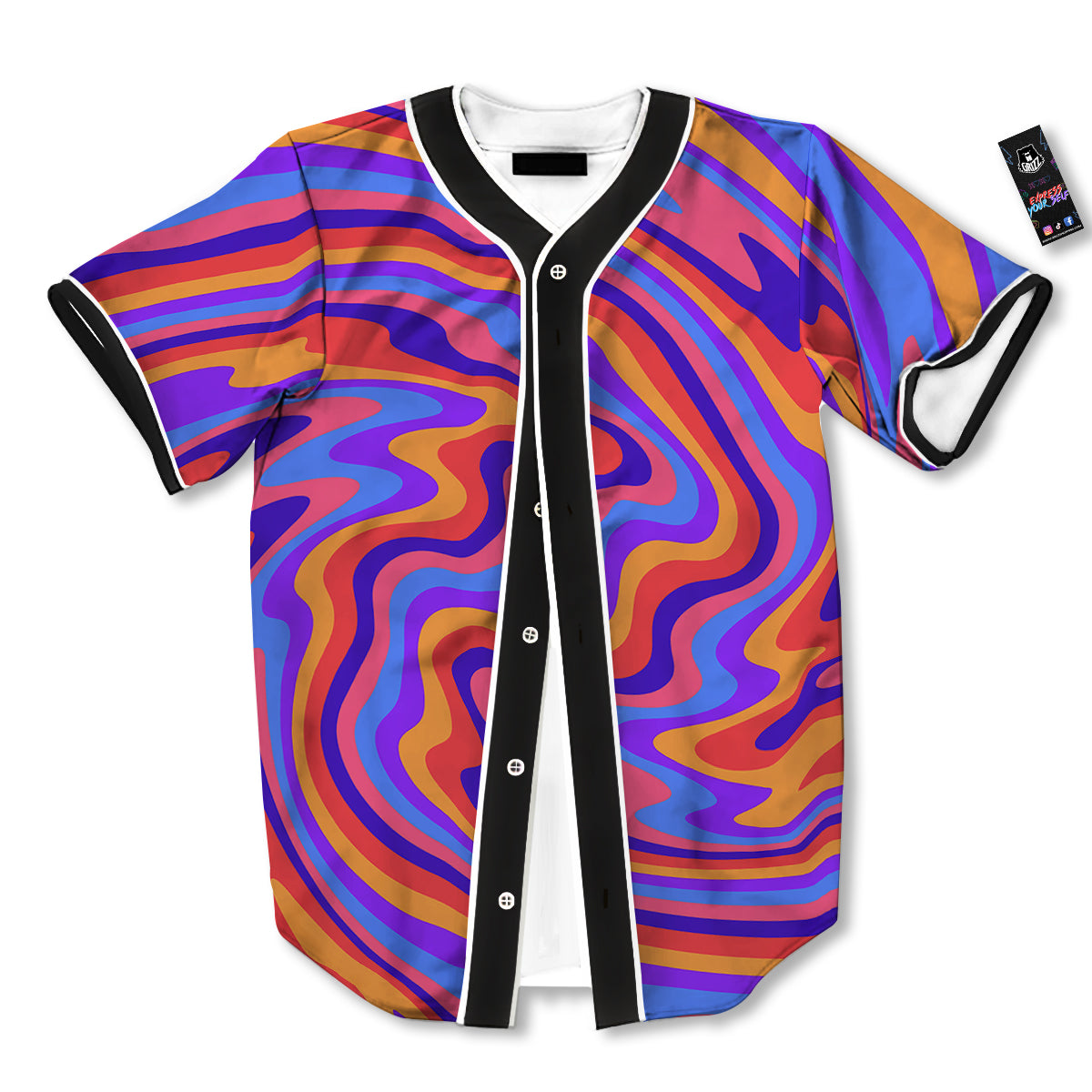 Hippie Trippy Acid Color Print Pattern Baseball Jersey-grizzshop