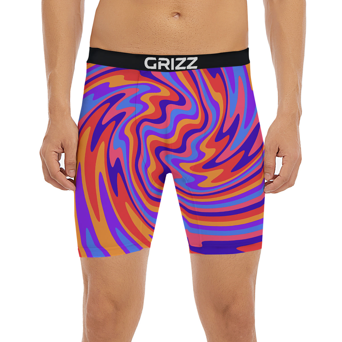Hippie Trippy Acid Color Print Pattern Boxer Briefs-grizzshop
