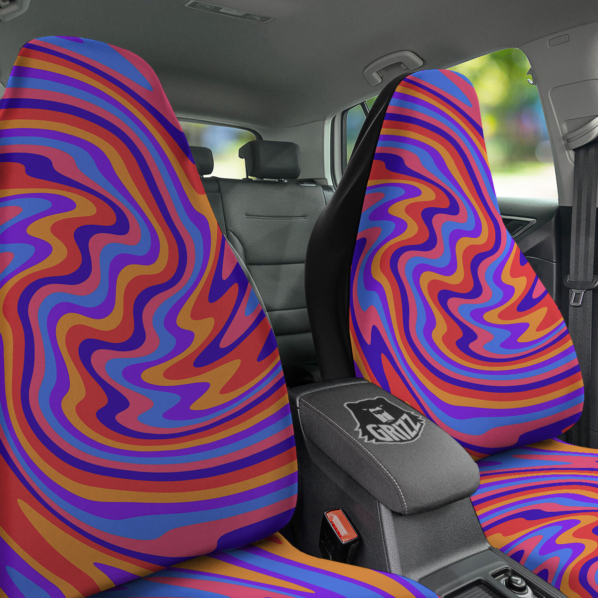 Hippie Trippy Acid Color Print Pattern Car Seat Covers-grizzshop