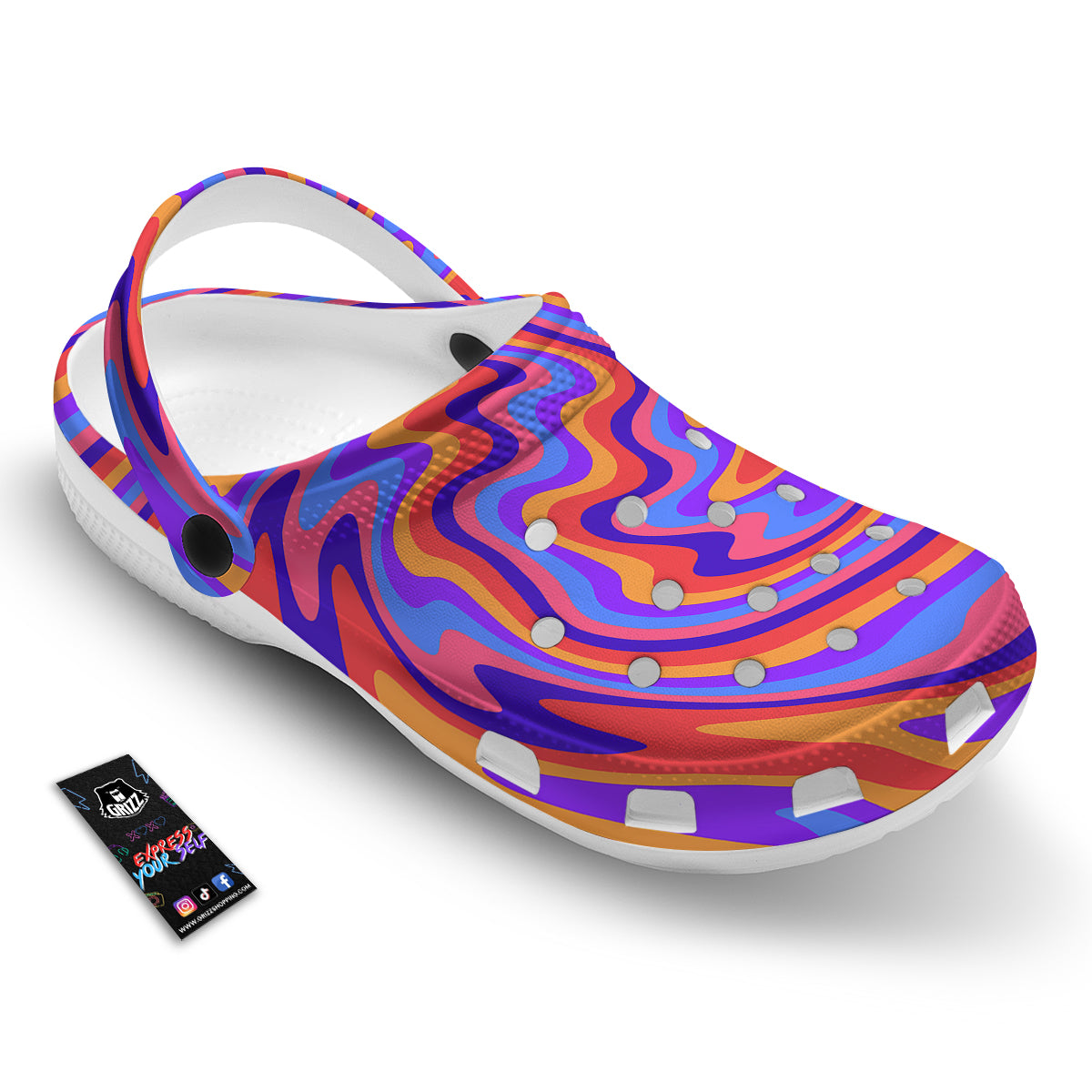 Hippie Trippy Acid Color Print Pattern Clog-grizzshop