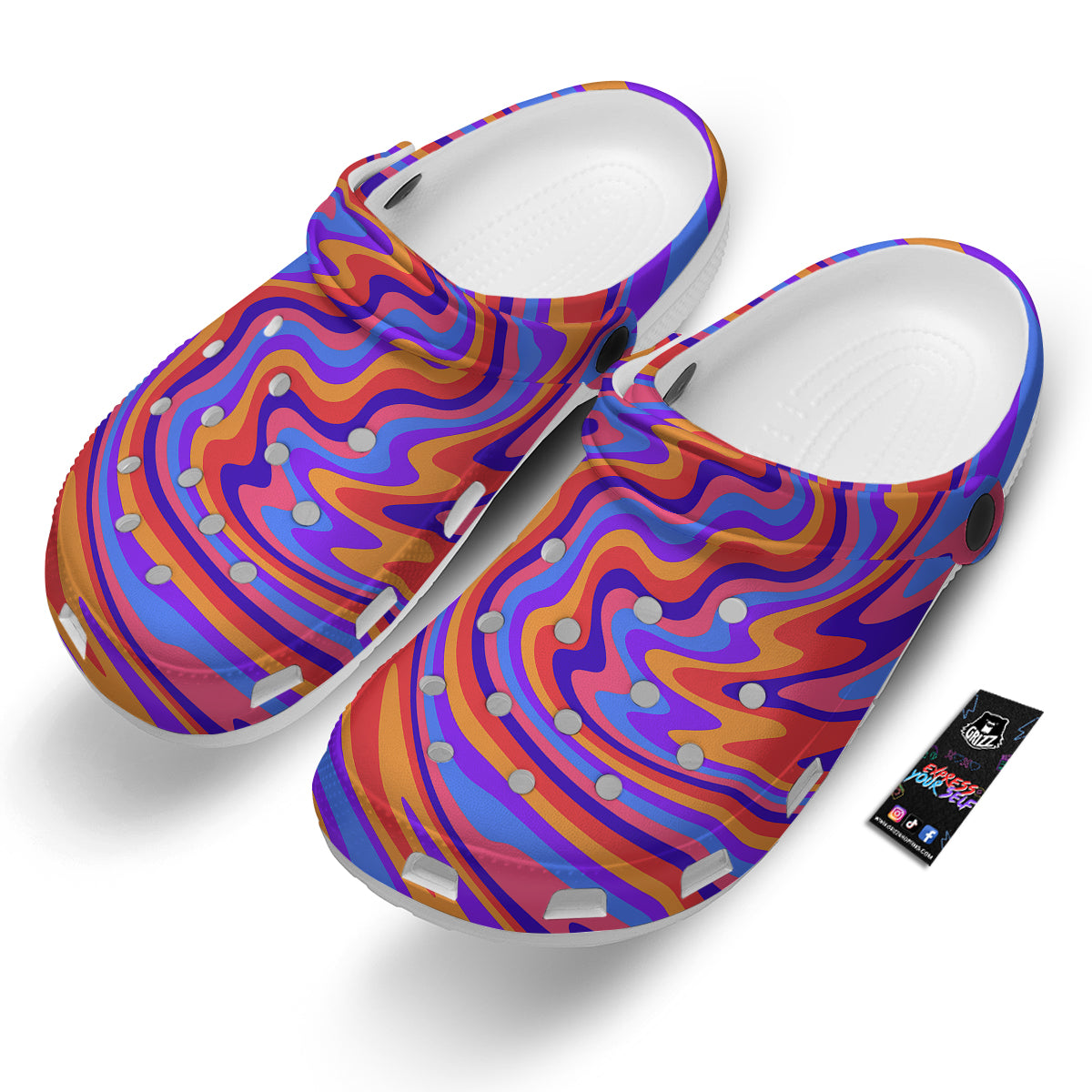 Hippie Trippy Acid Color Print Pattern Clog-grizzshop