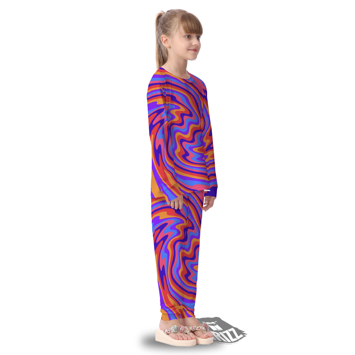 Hippie Trippy Acid Color Print Pattern Kid's Pajamas-grizzshop