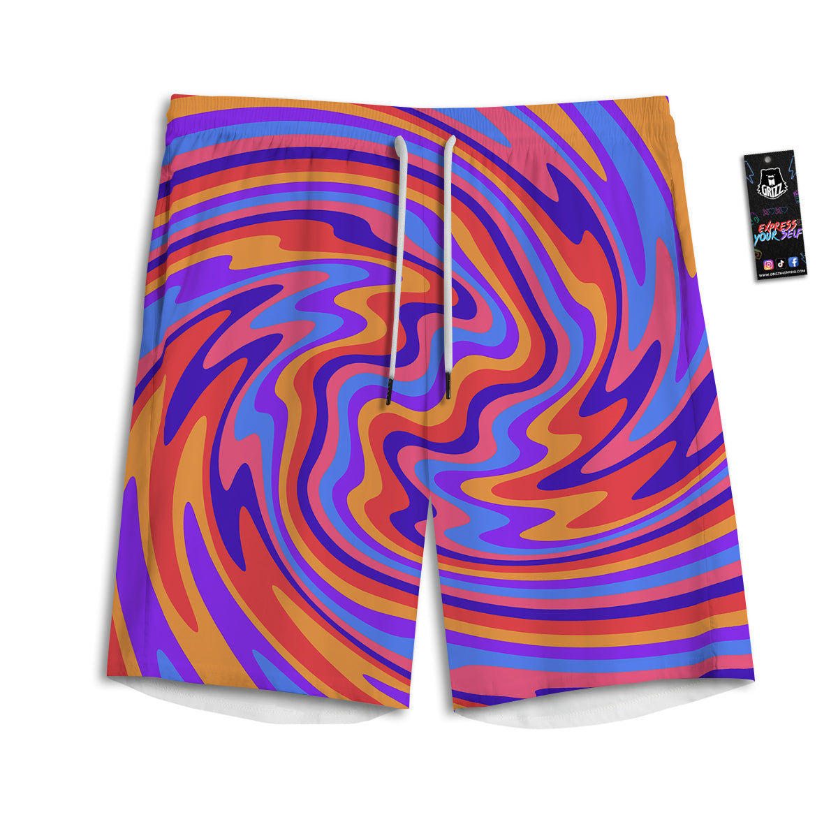 Hippie Trippy Acid Color Print Pattern Men's Athletic Shorts