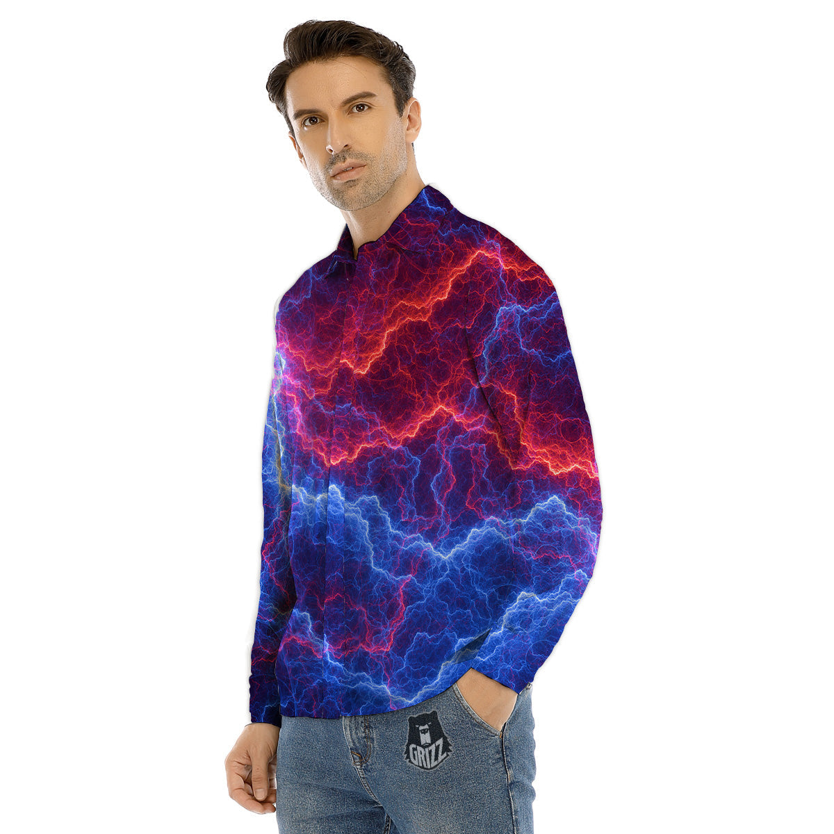 Hippie Trippy Acid Color Print Pattern Men's Dress Shirts-grizzshop