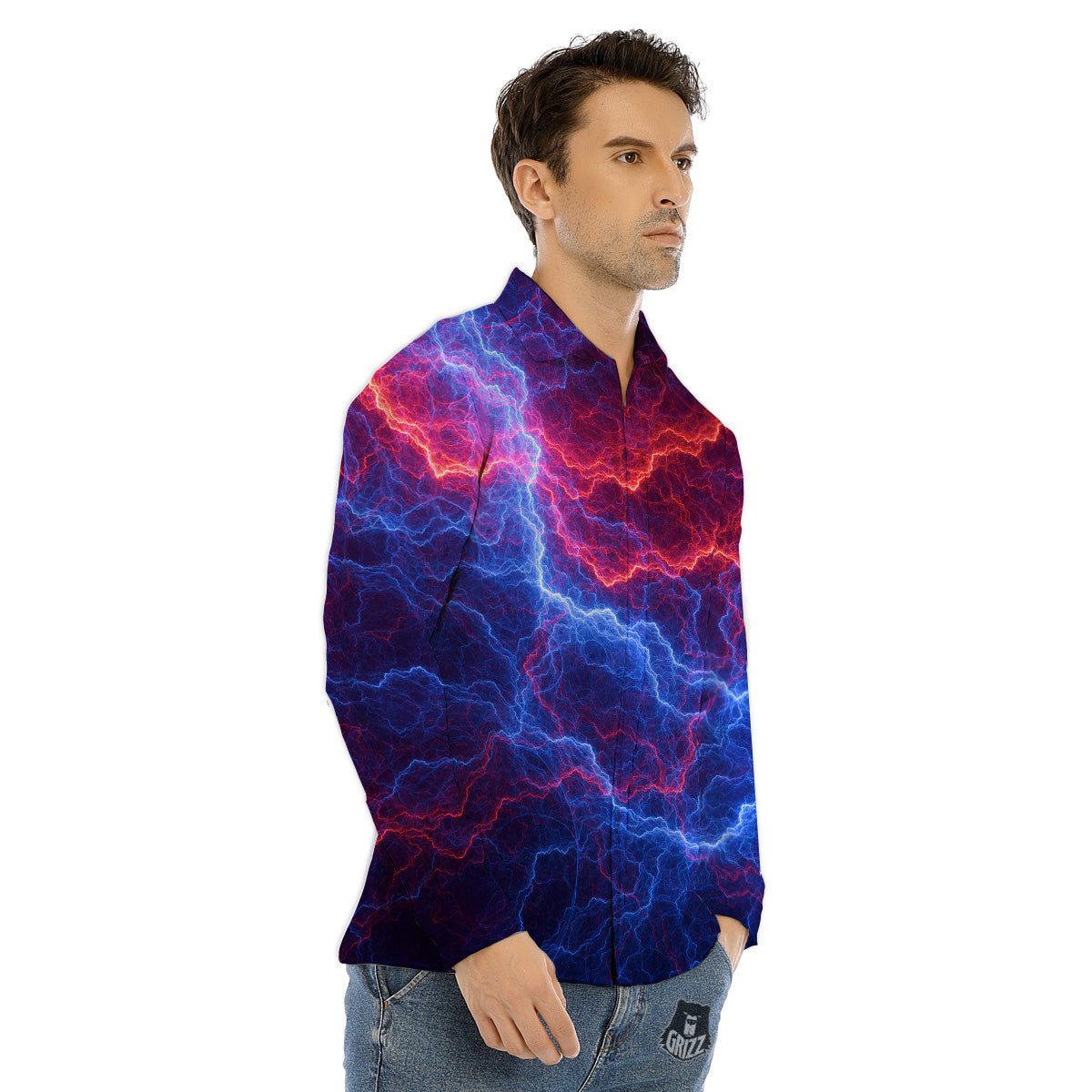 Hippie Trippy Acid Color Print Pattern Men's Dress Shirts-grizzshop