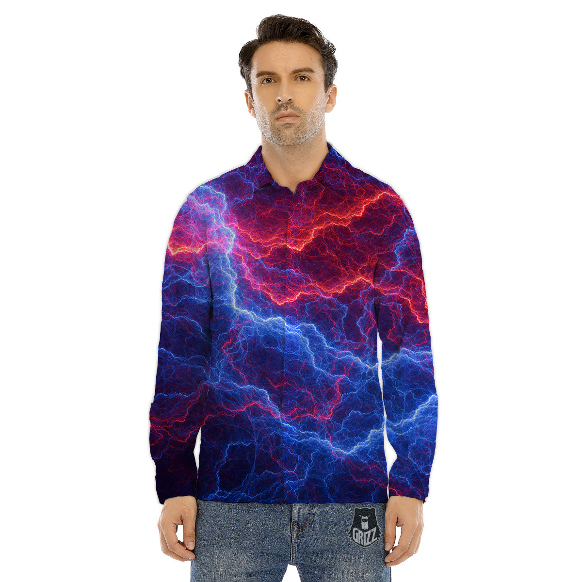 Hippie Trippy Acid Color Print Pattern Men's Dress Shirts-grizzshop