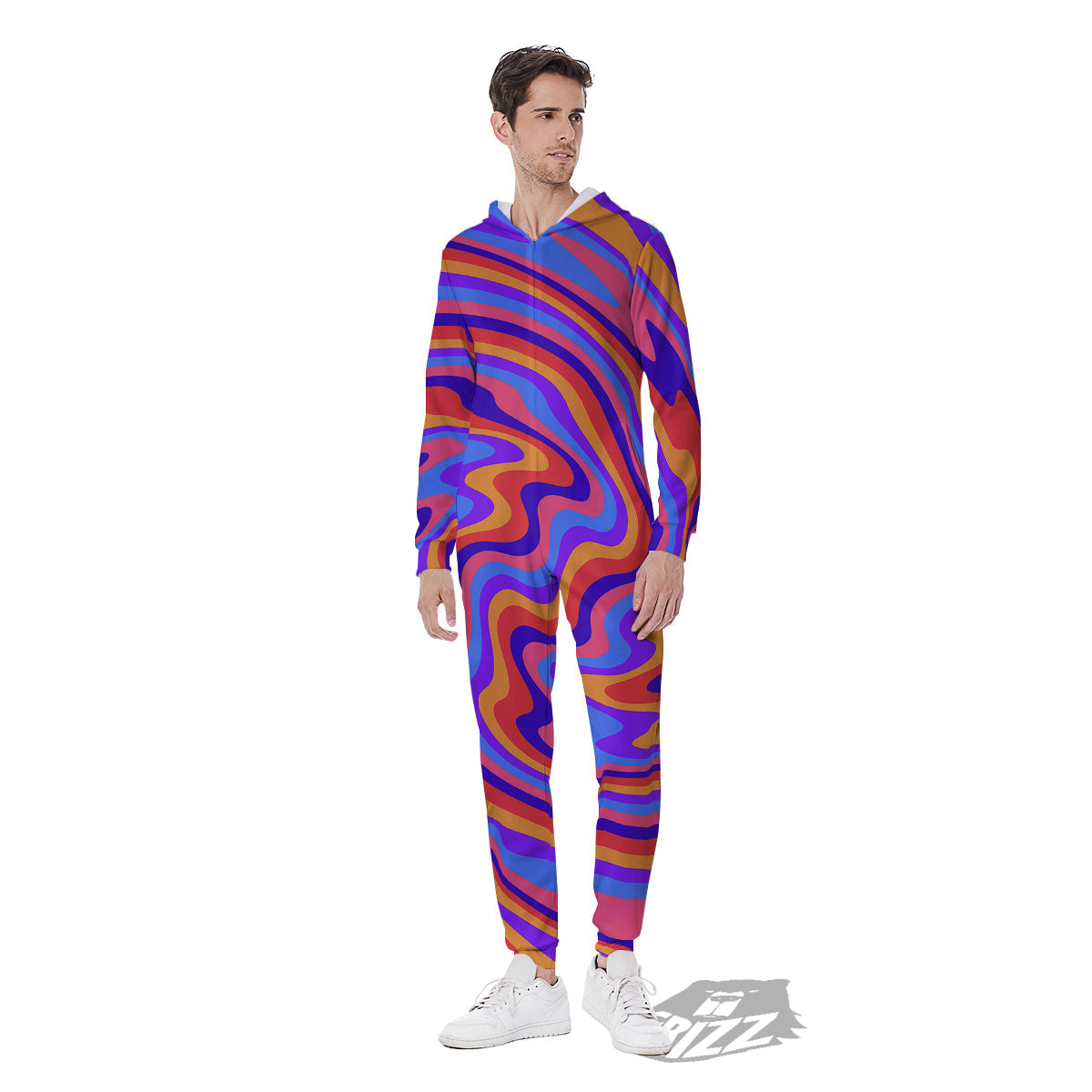 Hippie Trippy Acid Color Print Pattern Men's Jumpsuit-grizzshop