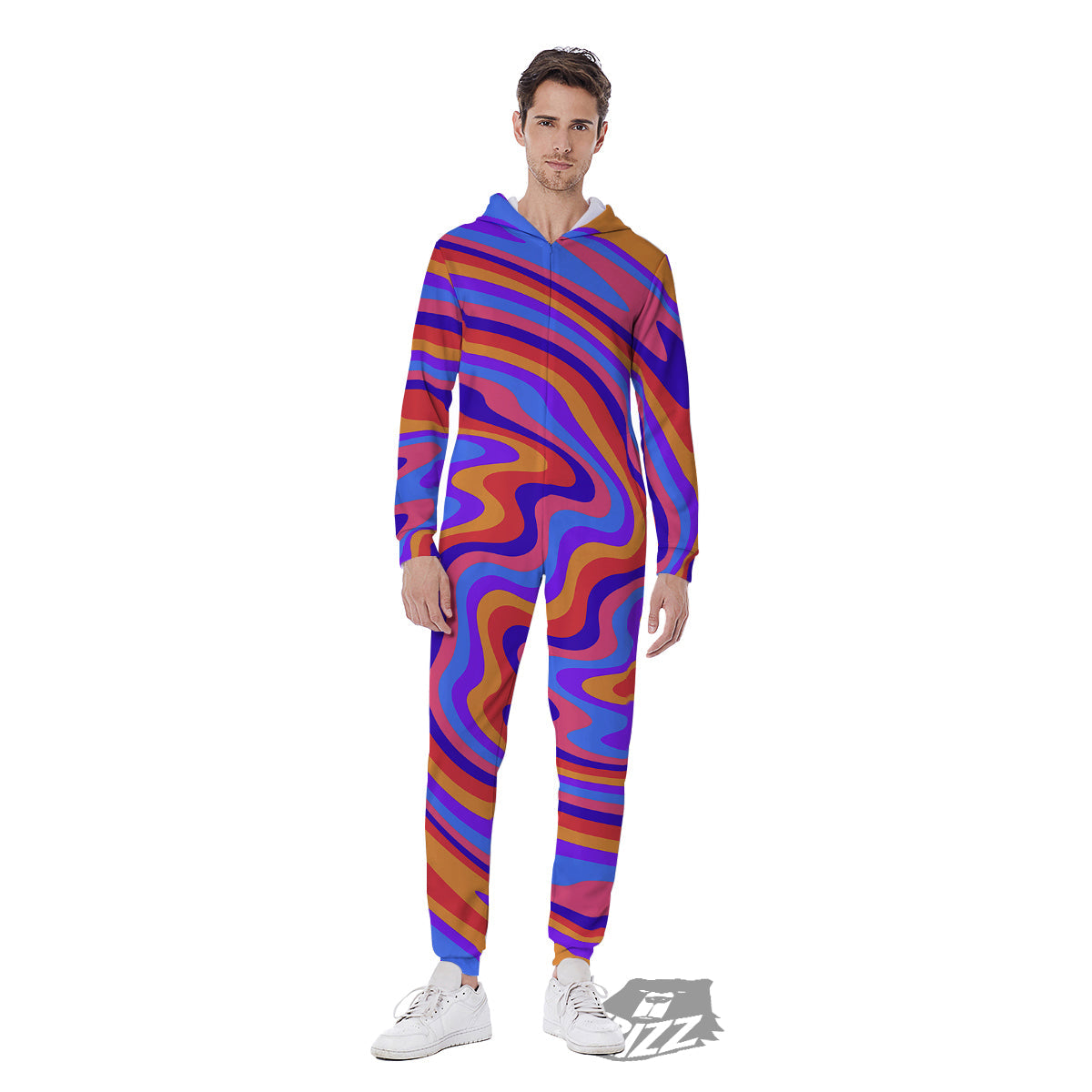 Hippie Trippy Acid Color Print Pattern Men's Jumpsuit-grizzshop