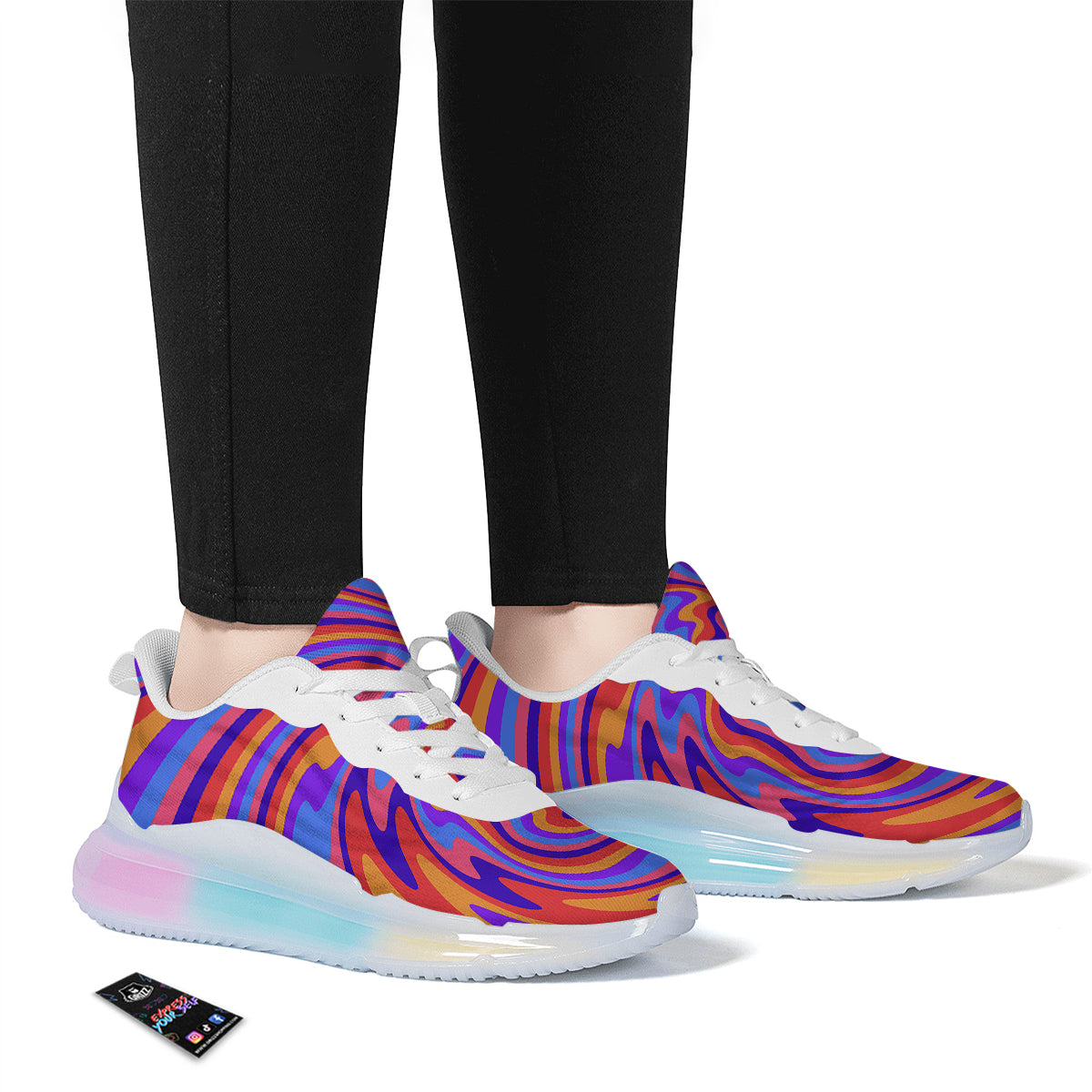 Hippie Trippy Acid Color Print Pattern Running Sneakers-grizzshop