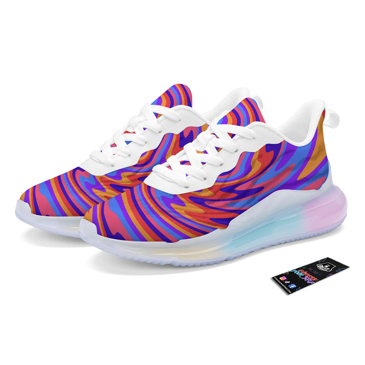 Hippie Trippy Acid Color Print Pattern Running Sneakers-grizzshop