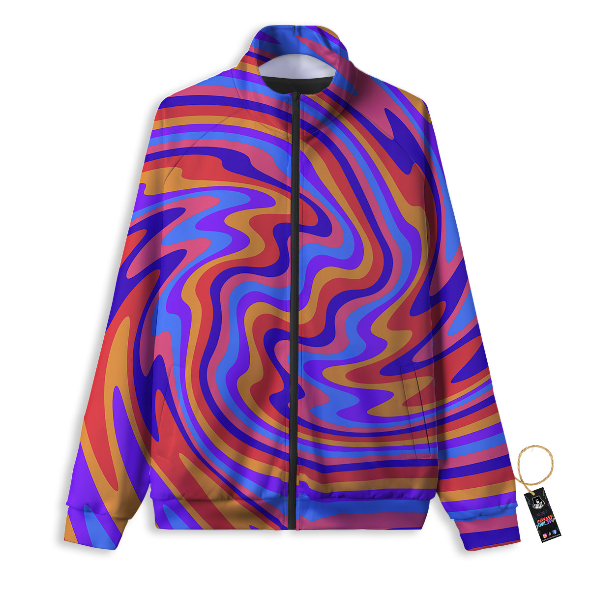 Hippie Trippy Acid Color Print Pattern Track Jacket-grizzshop