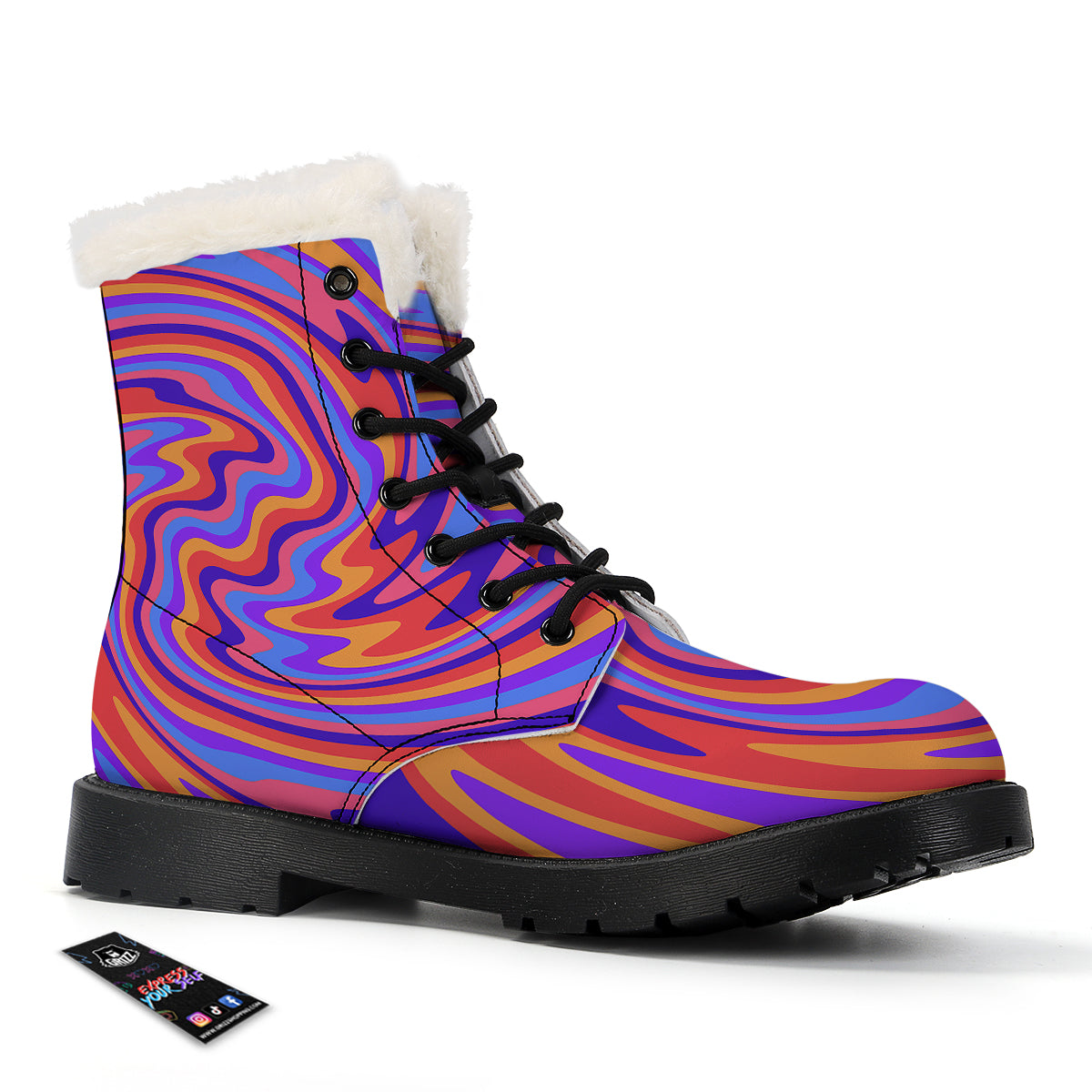 Hippie Trippy Acid Color Print Pattern Winter Boots-grizzshop