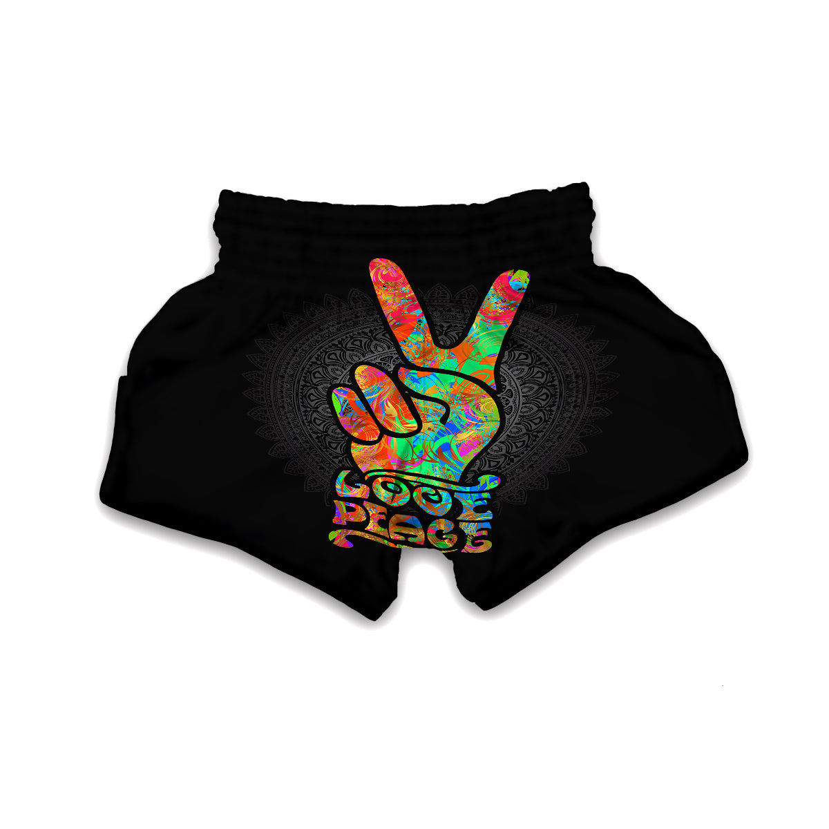 Hippie Two Finger Sign Muay Thai Boxing Shorts-grizzshop