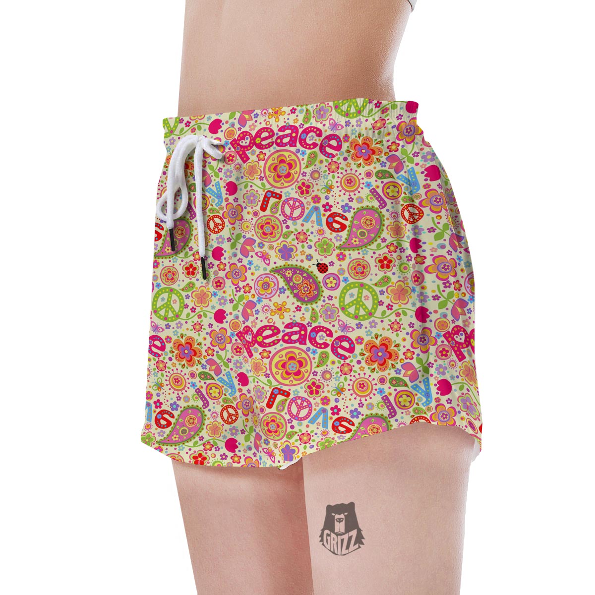 Hippie White Peace Women's Shorts-grizzshop