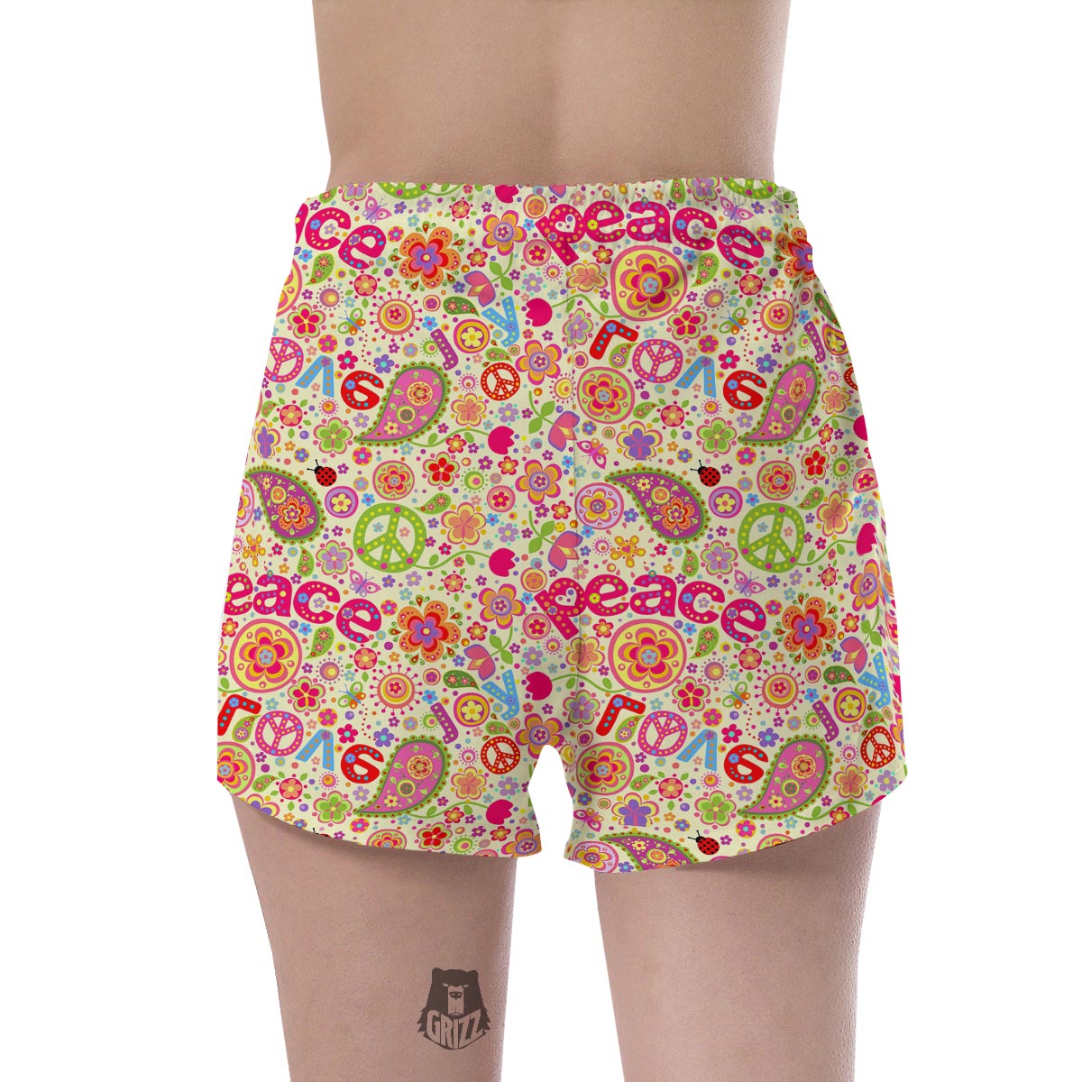 Hippie White Peace Women's Shorts-grizzshop