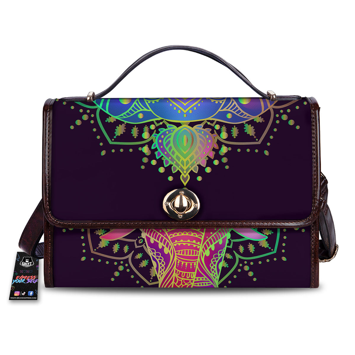 Hippie Elephant Indian Boho Print Women's Satchel Bag