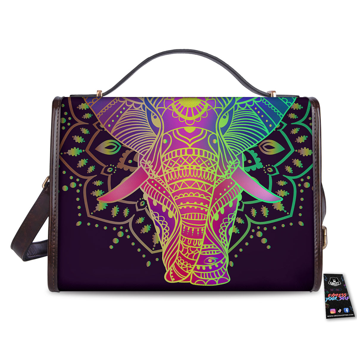 Hippie Elephant Indian Boho Print Women's Satchel Bag