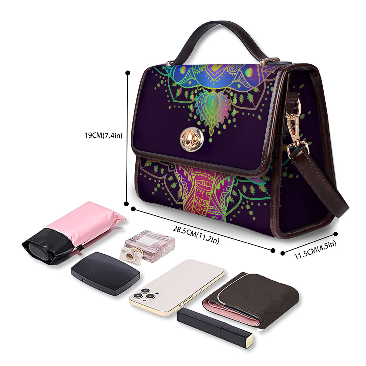 Hippie Elephant Indian Boho Print Women's Satchel Bag