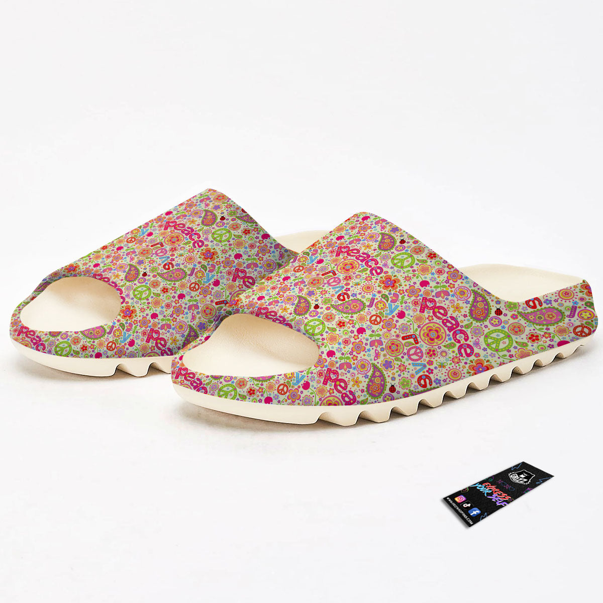 Hippie Peace Groovy Print Pattern Sandals-grizzshop