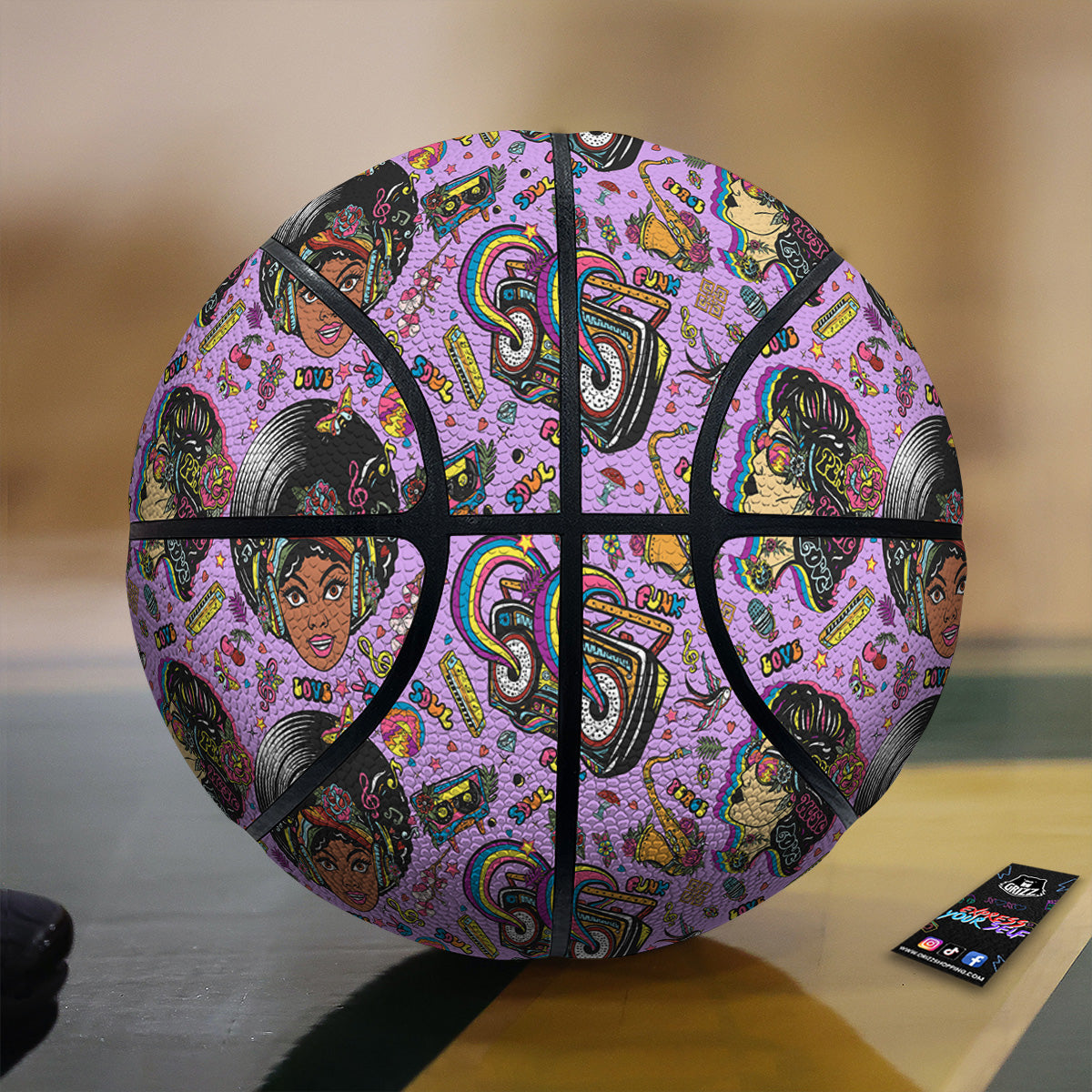 Hippie Retro Funky Women Print Pattern Basketball