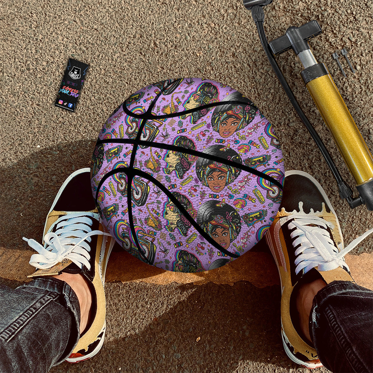 Hippie Retro Funky Women Print Pattern Basketball