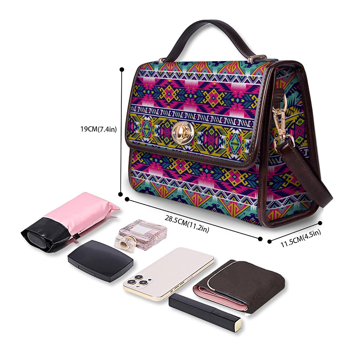 Hippie Tribal Aztec Print Pattern Women's Satchel Bag