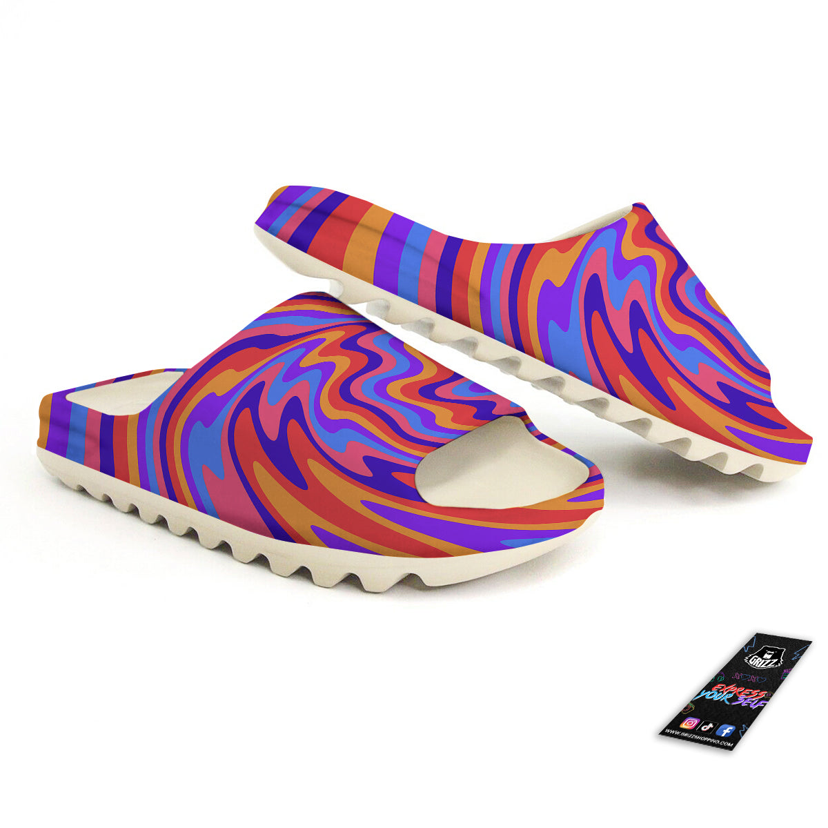 Hippie Trippy Acid Color Print Pattern Sandals-grizzshop