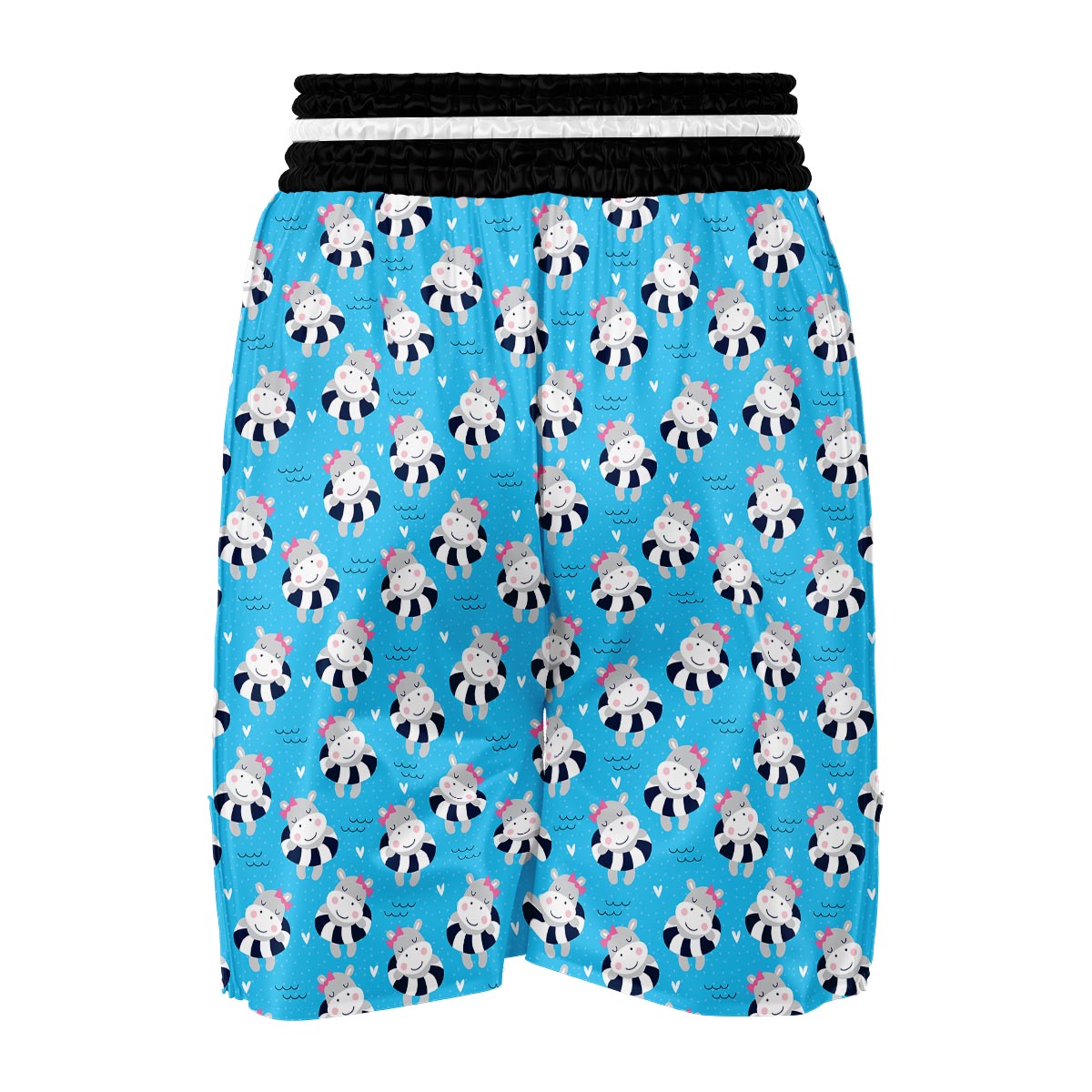 Hippo Cute Pattern Print Boxing Shorts-grizzshop