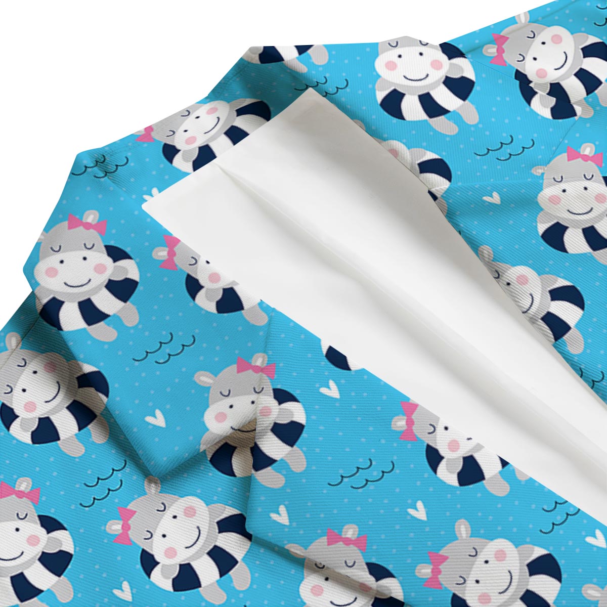 Hippo Cute Pattern Print Men's Blazer-grizzshop