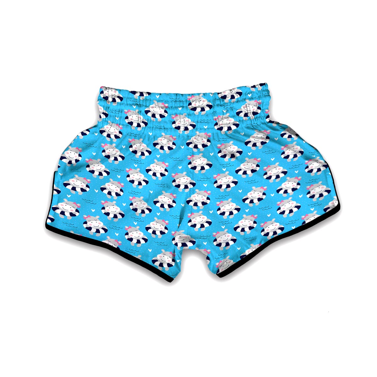 Hippo Cute Pattern Print Muay Thai Boxing Shorts-grizzshop