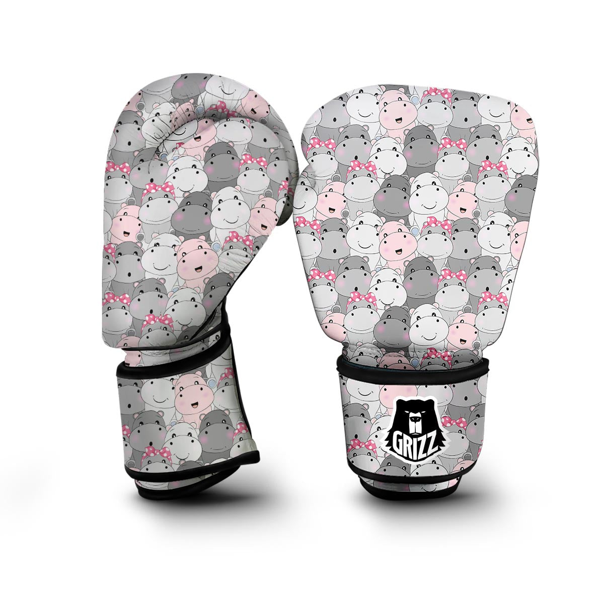 Hippo Cute Print Pattern Boxing Gloves-grizzshop