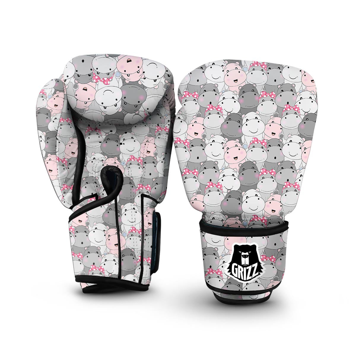 Hippo Cute Print Pattern Boxing Gloves-grizzshop